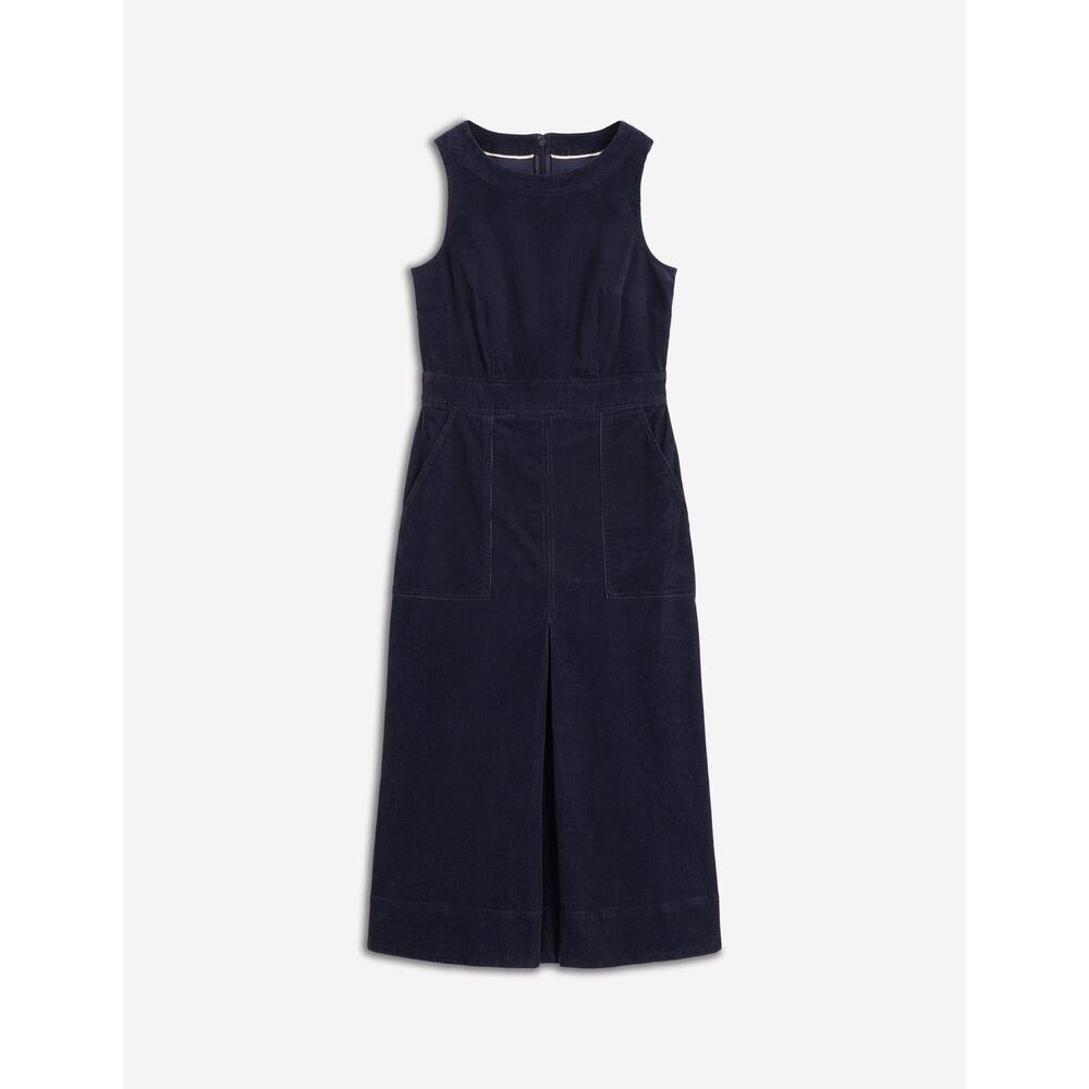 Boden Navy Midi Pinafore Dress with White Lace Sleeve Top - Picture 7 of 10